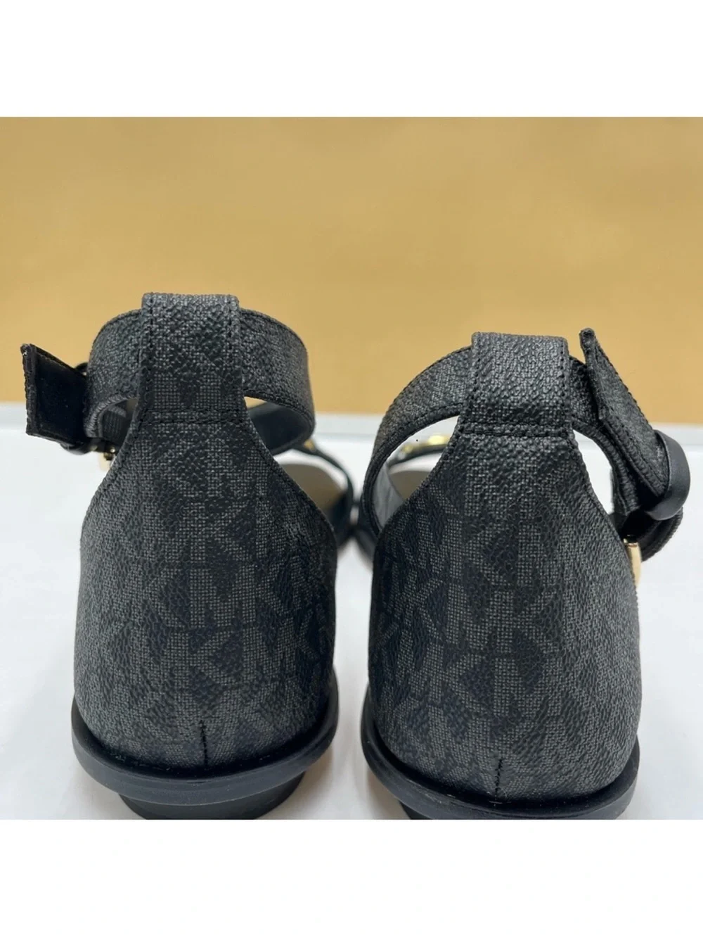 Michael Kors Women's Black MK Logo Ankle-Strap Sandals